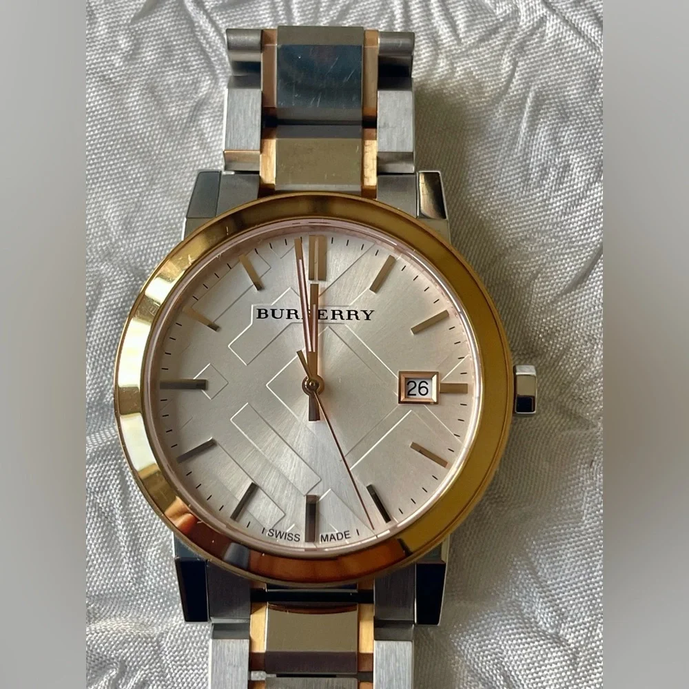 BU 9006 Burberry Two-Tone Silver and Rose Gold Watch - Picture 4 of 6